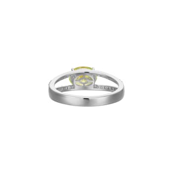 Green And White Cubic Zirconia Platinum Over Sterling Silver Ring 2.41ctw