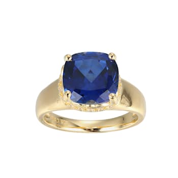 Lab Blue Sapphire And Cubic Zirconia 18k Yellow Gold Over Silver
September Birthstone Ring 4.45ctw