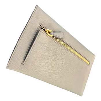 Prada Gray Vitello Grain Leather Long Envelope Wallet