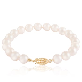 14k Yellow gold 7-8mm Akoya Pearl bracelet