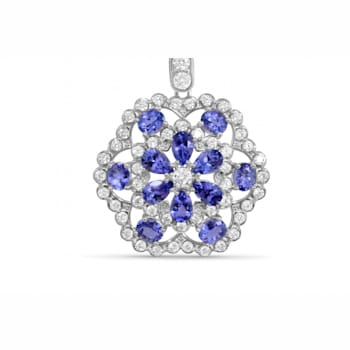 Mixed Tanzanite and Cubic Zirconia Rhodium Over Sterling Silver Pendant
with chain, 5.17ctw