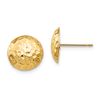 14k Yellow Gold 9mm Round Puffed Stud Earrings