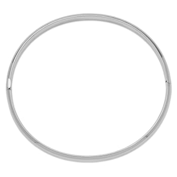 Rhodium Over 14k White Gold 4mm High Polished Hinged Bangle