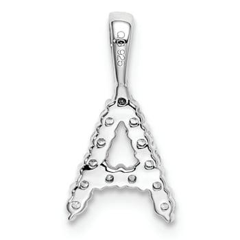 Rhodium Over 14K White Gold Lab Grown Diamond Letter A Initial Pendant