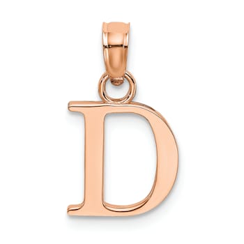14k Rose Gold Polished Block Letter D Initial Pendant