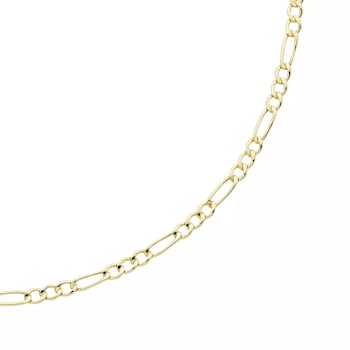 14k Gold 2mm Figaro Hollow Chain Necklace
