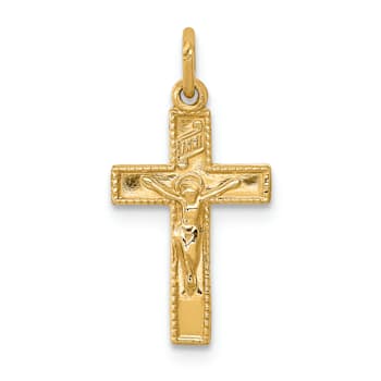14K Yellow Gold INRI Crucifix Charm