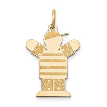 14k Yellow Gold Satin Boy with Cap on Left Love Charm