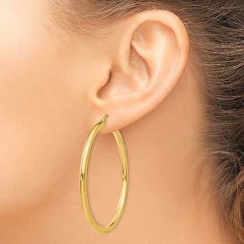 14k Yellow Gold 1 15/16" Polished Tube Hoop Earrings