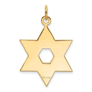 14k Yellow Gold Laser Design Satin Star of David Pendant