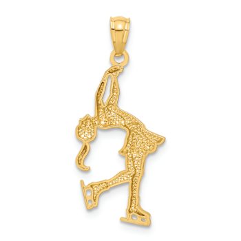 14k Two-tone Gold Textured Ice Skater Pendant