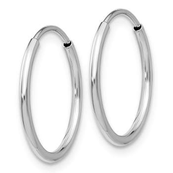Rhodium Over 14k White Gold 5/8" Polished Endless Tube Hoop Earrings