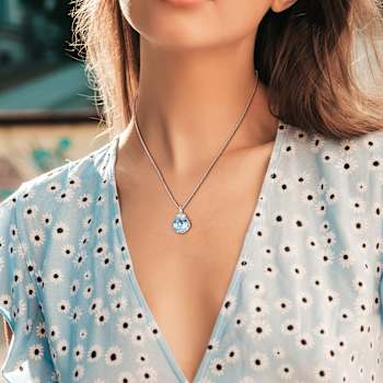 4.75ctw Sky Blue and London Blue Topaz and Diamond Pendant with Chain in
Sterling Silver