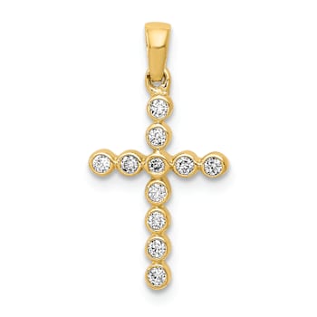 10k Yellow Gold Polished 0.10 ctw Diamond Cross Pendant