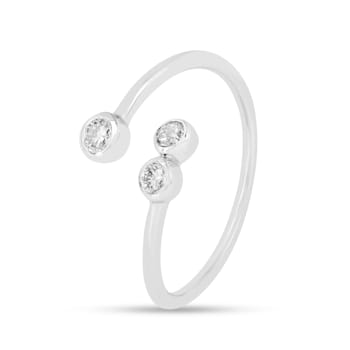 Lab Grown Diamond Bypass Rhodium over Sterling Silver Open Ring