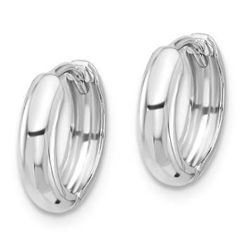 Rhodium Over 14k White Gold 3/8" Hinged Hoop Earrings