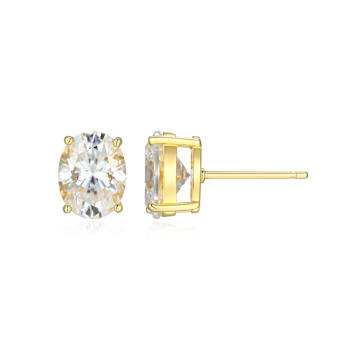 Oval Moissanite 14k Yellow Gold Over Silver Stud Earrings 4.20ctw DEW