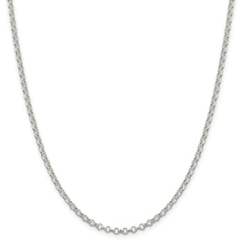 Sterling Silver 3mm Semi-solid Rolo Chain Necklace