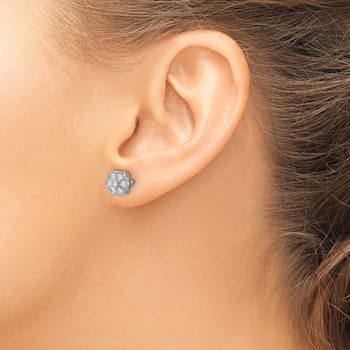 Rhodium Over 14K White Gold Lab Grown Diamond SI1/SI2, G H I, Floral
Post Earrings