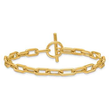 14K Yellow Gold Paperclip Link 7.5 Inch Toggle Bracelet