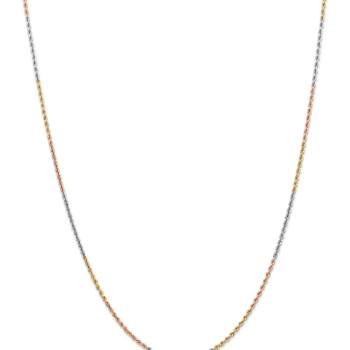14k Tri-color Gold 1.75mm Solid Diamond-Cut Rope 18 Inch Chain
