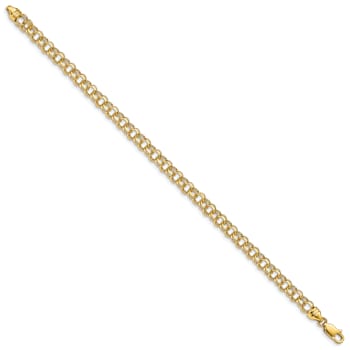 10k Yellow Gold 4.75mm Solid Diamond-Cut Double Link Charm Bracelet