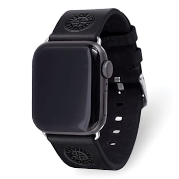 Gametime MLB Seattle Mariners Black Leather Apple Watch Band (42/44mm
S/M). Watch not included.