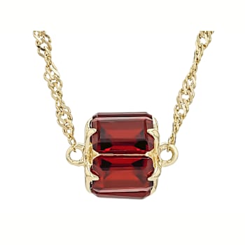 Red Garnet Station Necklace In 18K Gold Over Sterling Silver 3.36ctw