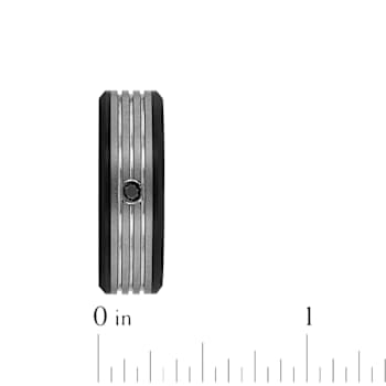 Robert Alton Men's Black Diamond Black Ion Plated 8MM Band Ring In Tungsten