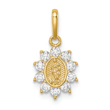 14K Yellow Gold Our Lady of Guadalupe Cubic Zirconia Pendant