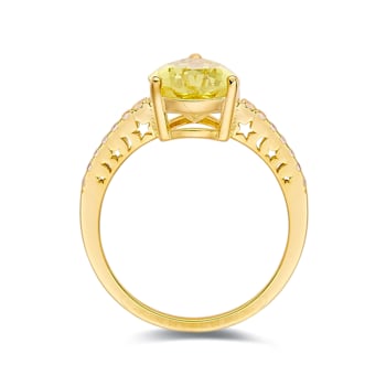 Pear Lab Created Yellow Sapphire with White Topaz 18K Yellow Gold Over
Sterling Silver Ring 3.80ctw