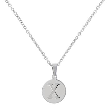Initial X Charm Pendant Necklace In Silver-Tone