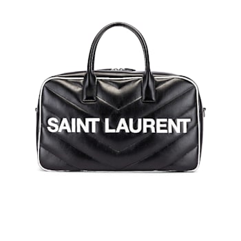 Saint Laurent Miles Logo Black Calf Leather Duffel Bowling Bag