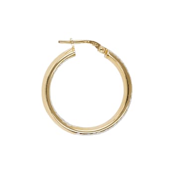 Sterling Silver and 18K Yellow Gold Over Sterling Silver Diamond Cut
Two-tone 1" Hoop Earrings