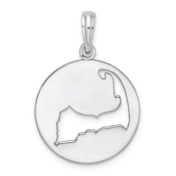 Rhodium Over Sterling Silver Polished Cape Cod Cut-out Pendant
