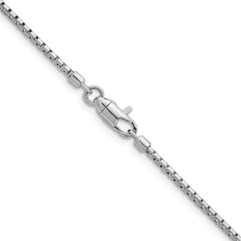 Rhodium Over Sterling Silver Polished 2.0mm Box 16 Inch Chain