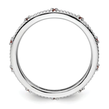 Sterling Silver Stackable Expressions Garnet Ring 0.22ctw