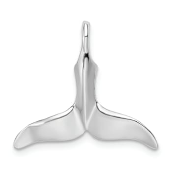 Rhodium Over Sterling Silver Polished Whale Tail Pendant