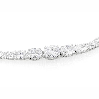 CZ Graduated Tennis Bracelet In Platinum-Enhanced Sterling Silver 13.41ctw