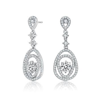 CZ Double Pear Drop Earrings In Sterling Silver