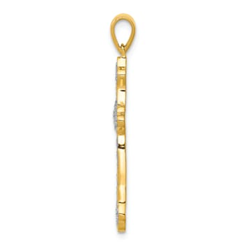 14K Yellow Gold 1/10ct. Diamond Cross Pendant