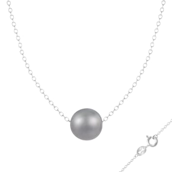 10mm Gray Cultured Freshwater Pearl Sterling Silver Necklace