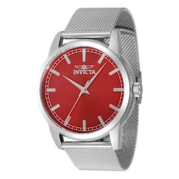 Invicta Celestial 43mm Red Dial Stainless Steel Band Quartz Watch