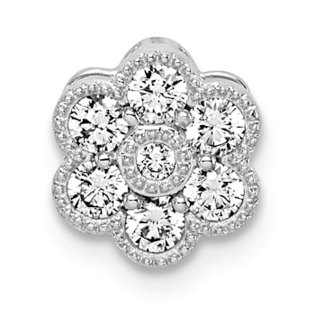 Rhodium Over 14K White Gold Lab Grown Diamond SI1/SI2, G H I, Floral
Chain Slide Pendant 0.25ctw