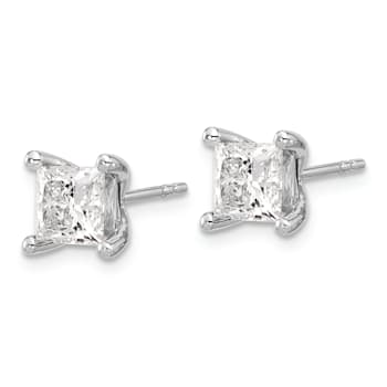 Princess Cut White Lab-Grown Diamond G-H SI 14k White Gold 4-Prong Stud
Earrings 2.00ctw