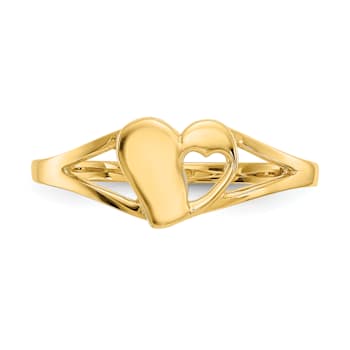 14K Yellow Gold Heart Baby Ring