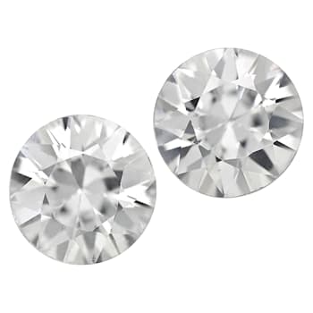 White Zircon 6mm Round Diamond Cut Set of 2 1.75ctw