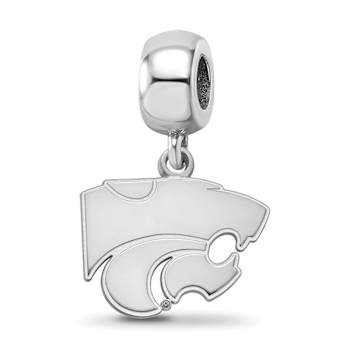 Sterling Silver Rhodium-plated LogoArt Kansas State University Small
Dangle Bead