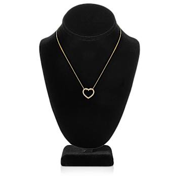 White Cubic Zirconia 14k Yellow Gold Heart Pendant With Chain 0.35ctw
