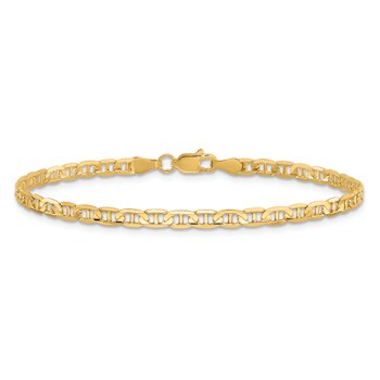 10k Yellow Gold 3mm Concave Mariner Link Bracelet